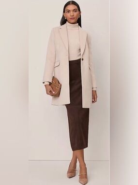 NEW ANN TAYLOR PALE SANDALWOOD WOOL BLEND CHESTERFIELD COAT SZ XL